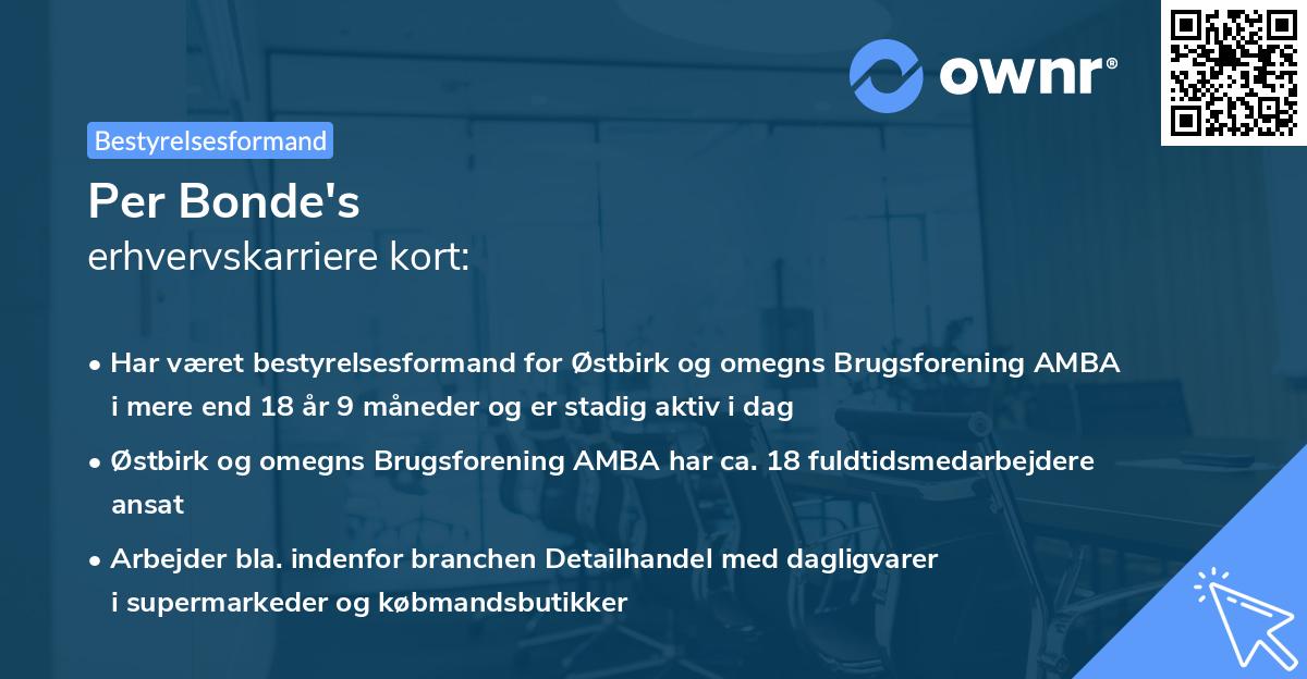 Per Bonde's erhvervskarriere kort