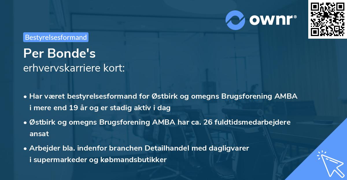 Per Bonde's erhvervskarriere kort