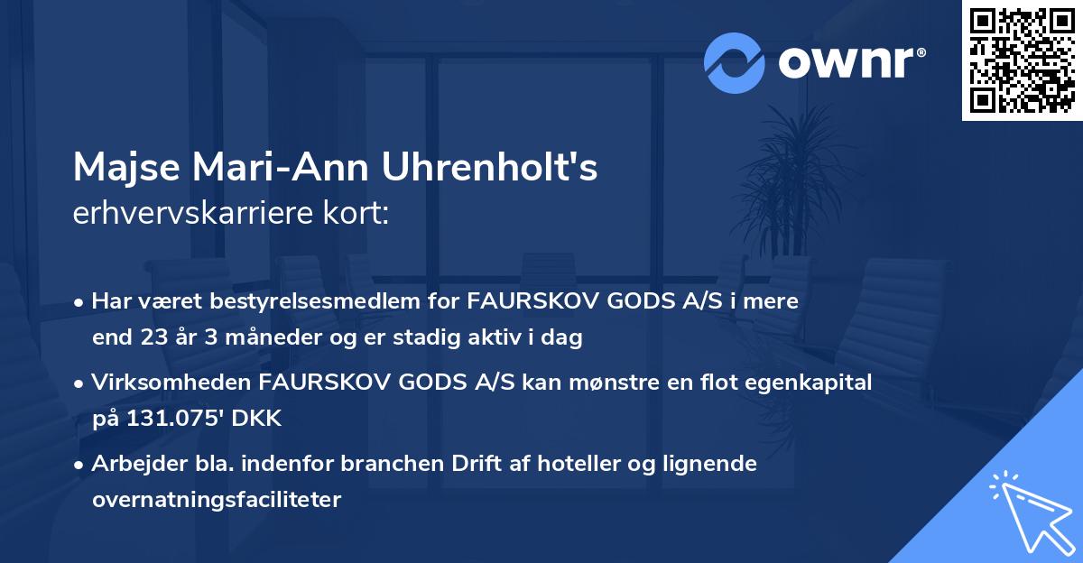 Majse Mari-Ann Uhrenholt's erhvervskarriere kort