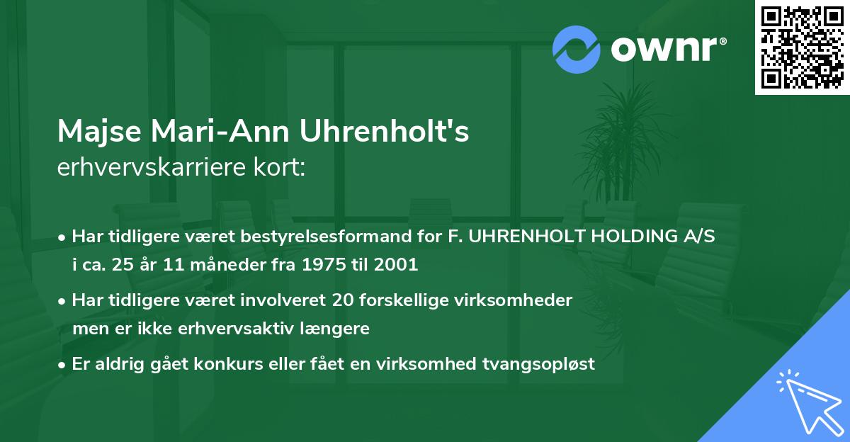 Majse Mari-Ann Uhrenholt's erhvervskarriere kort