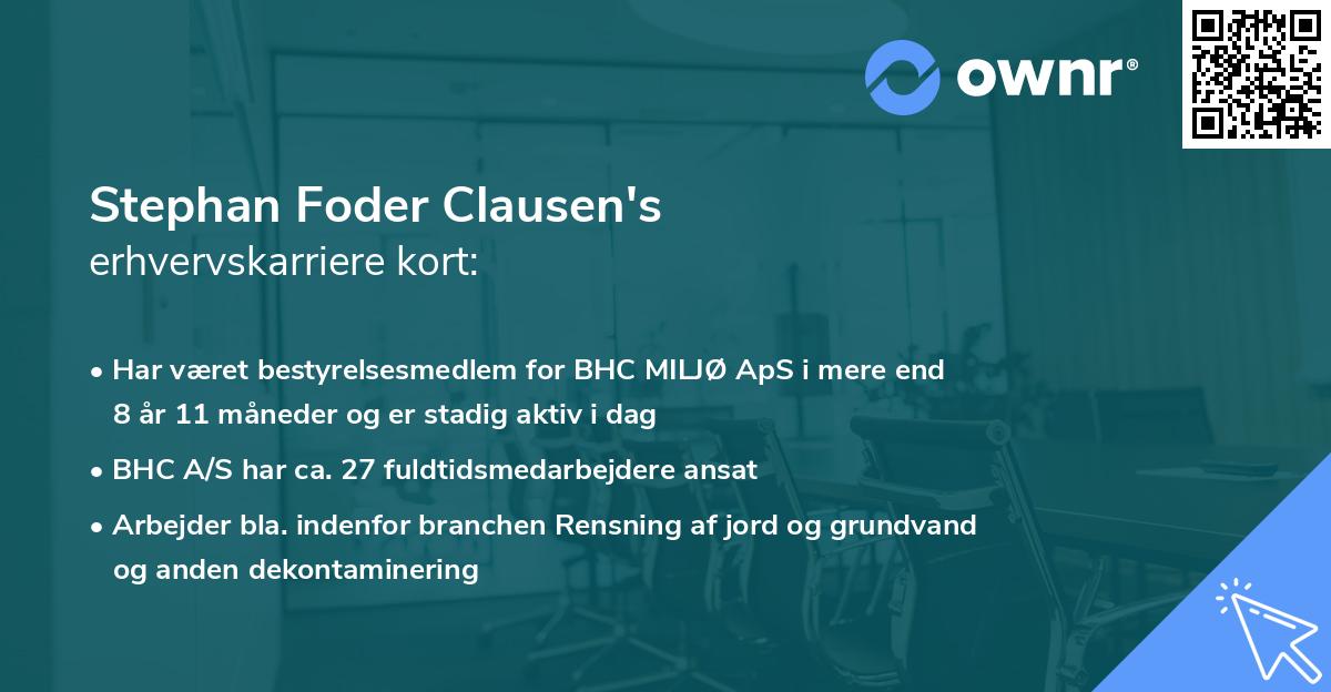 Stephan Foder Clausen's erhvervskarriere kort
