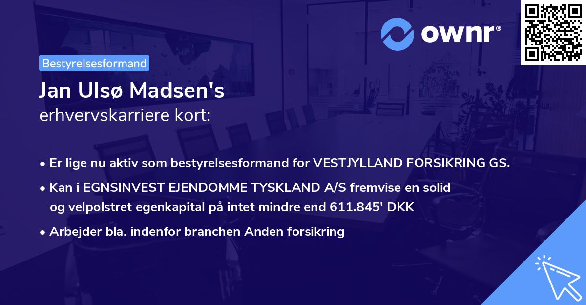 Jan Ulsø Madsen's erhvervskarriere kort