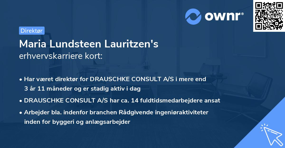 Maria Lundsteen Lauritzen's erhvervskarriere kort