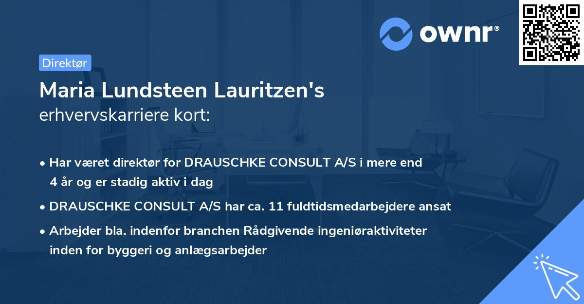 Maria Lundsteen Lauritzen's erhvervskarriere kort