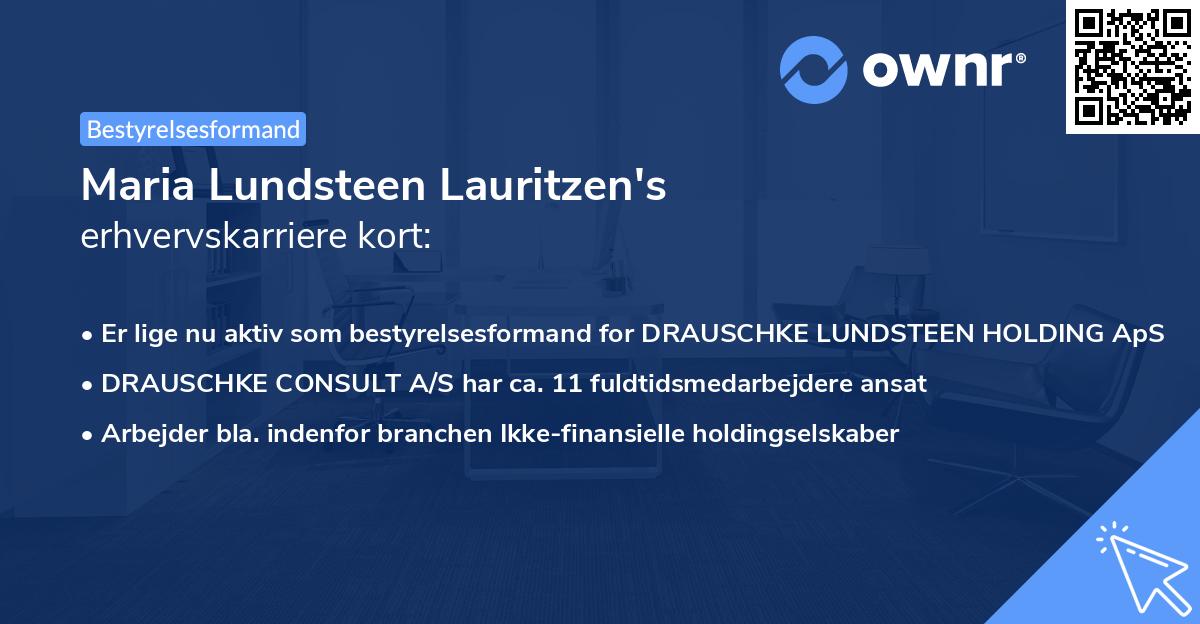 Maria Lundsteen Lauritzen's erhvervskarriere kort