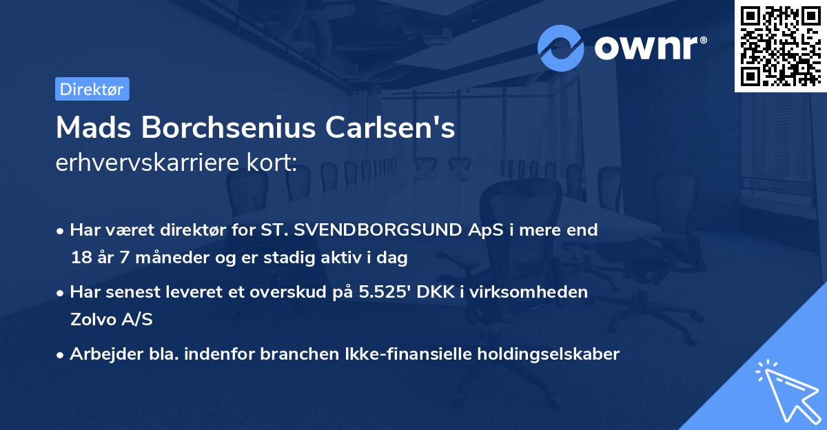 Mads Borchsenius Carlsen's erhvervskarriere kort