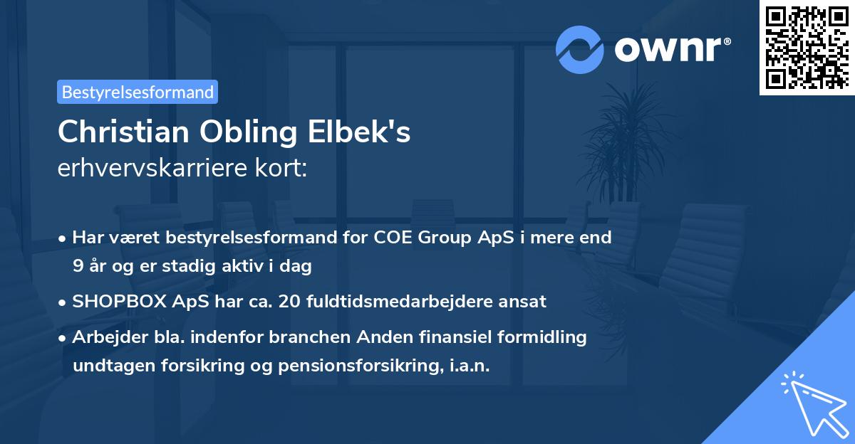 Christian Obling Elbek's erhvervskarriere kort