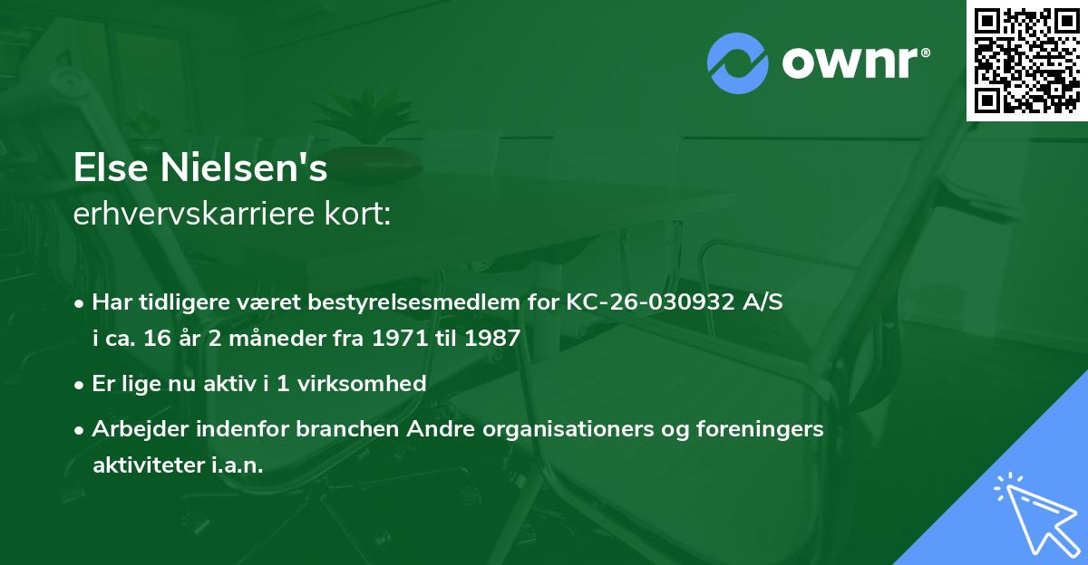 Else Nielsen's erhvervskarriere kort