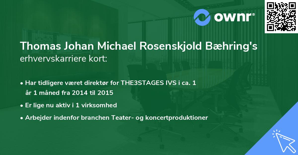 Thomas Johan Michael Rosenskjold Bæhring's erhvervskarriere kort