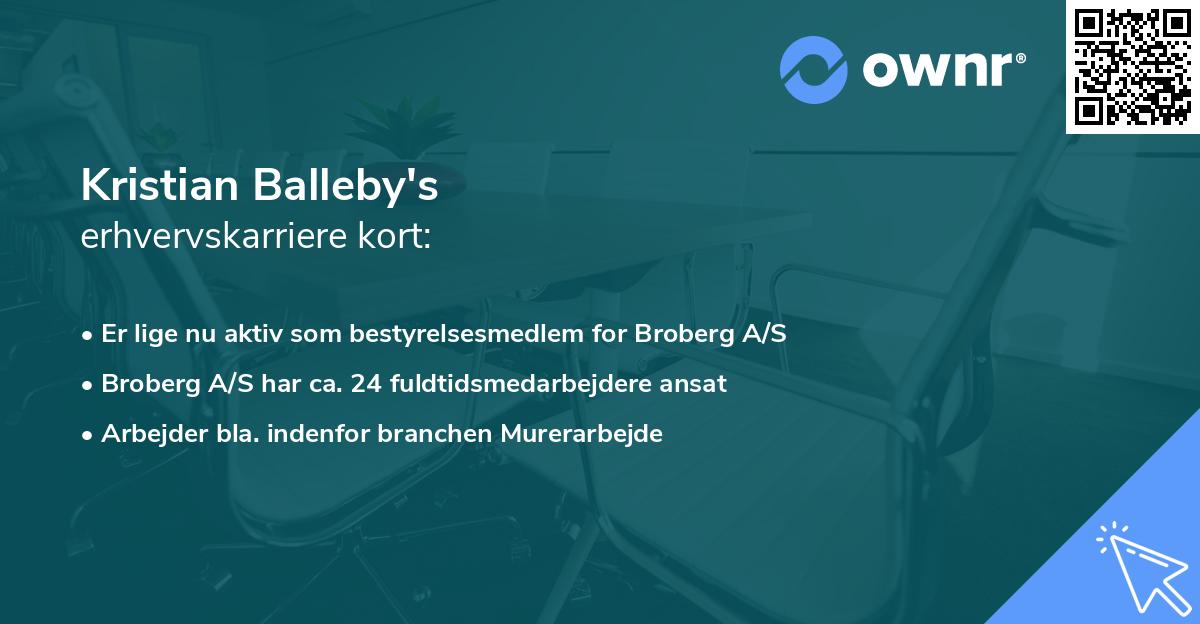 Kristian Balleby's erhvervskarriere kort