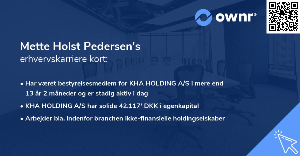 Mette Holst Pedersen's erhvervskarriere kort