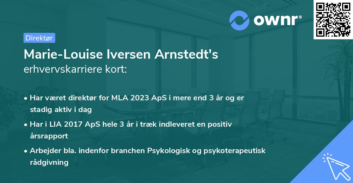 Marie-Louise Iversen Arnstedt's erhvervskarriere kort