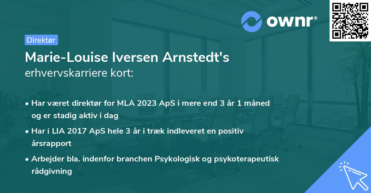 Marie-Louise Iversen Arnstedt's erhvervskarriere kort