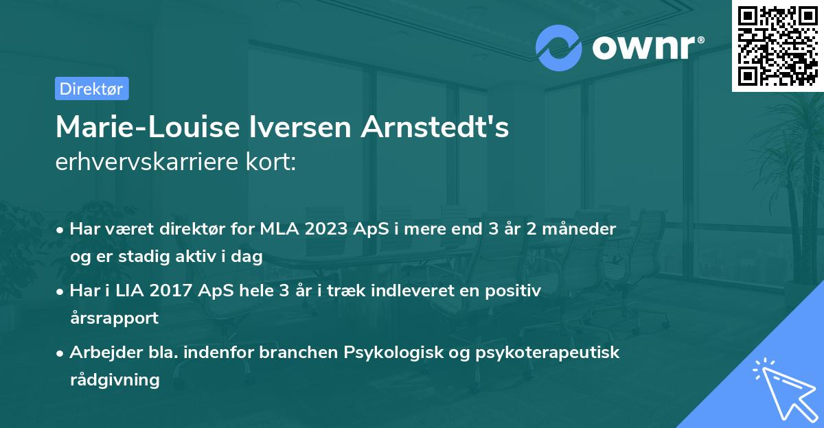 Marie-Louise Iversen Arnstedt's erhvervskarriere kort