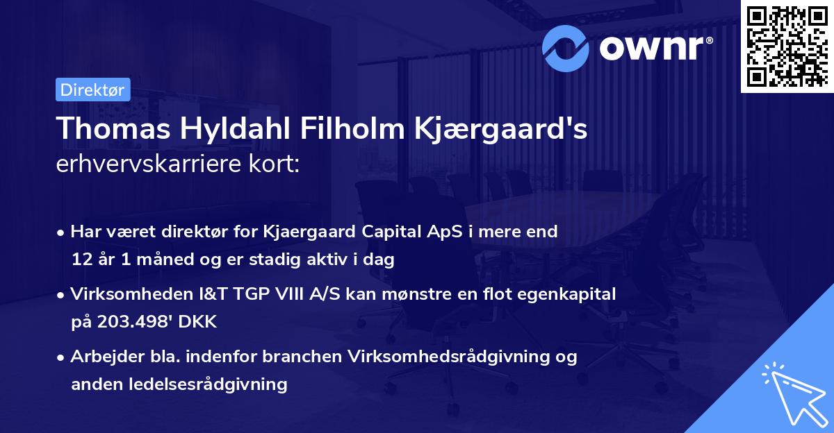 Thomas Hyldahl Filholm Kjærgaard's erhvervskarriere kort