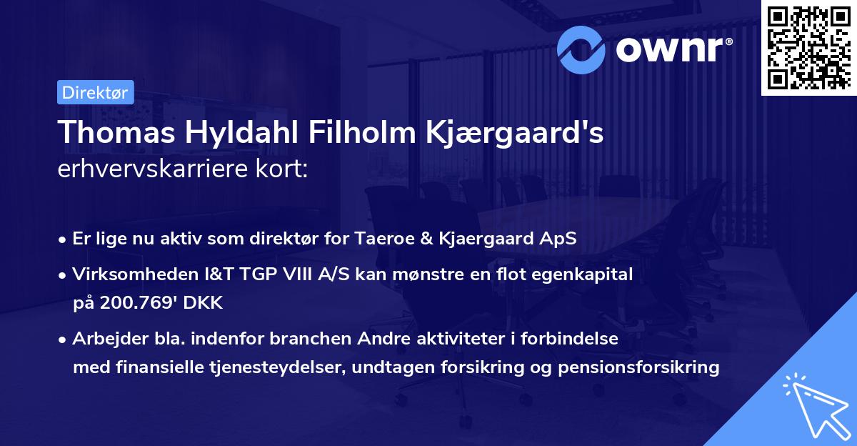 Thomas Hyldahl Filholm Kjærgaard's erhvervskarriere kort