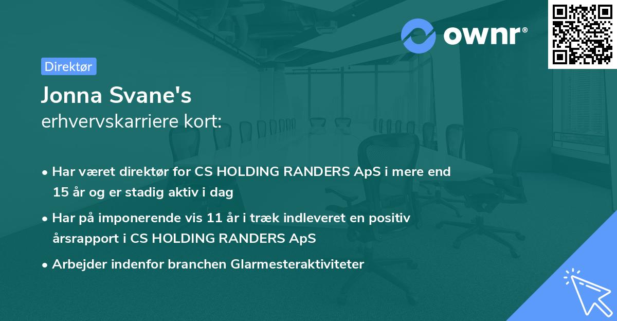 Jonna Svane's erhvervskarriere kort