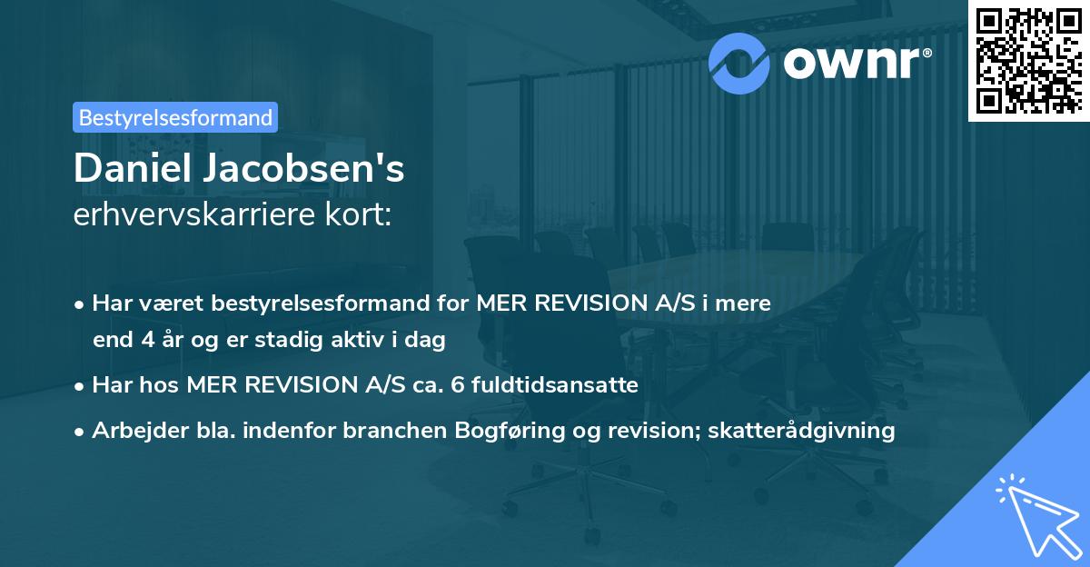 Daniel Jacobsen's erhvervskarriere kort
