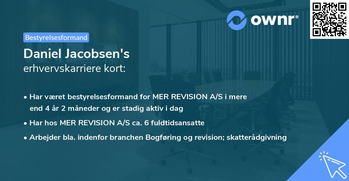 Daniel Jacobsen's erhvervskarriere kort