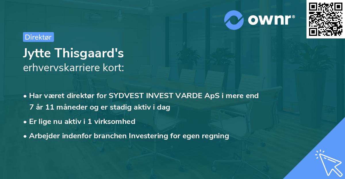 Jytte Thisgaard's erhvervskarriere kort
