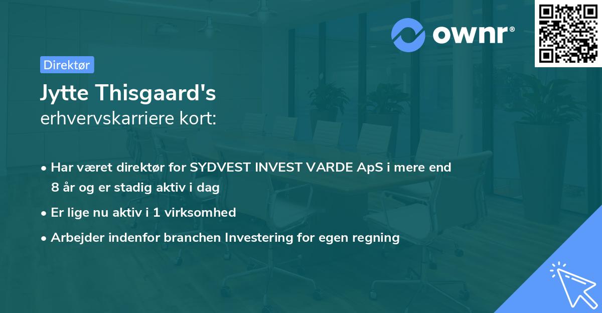 Jytte Thisgaard's erhvervskarriere kort