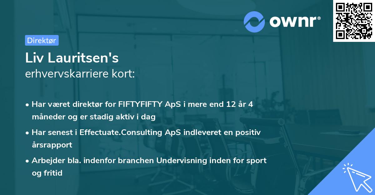 Liv Lauritsen's erhvervskarriere kort