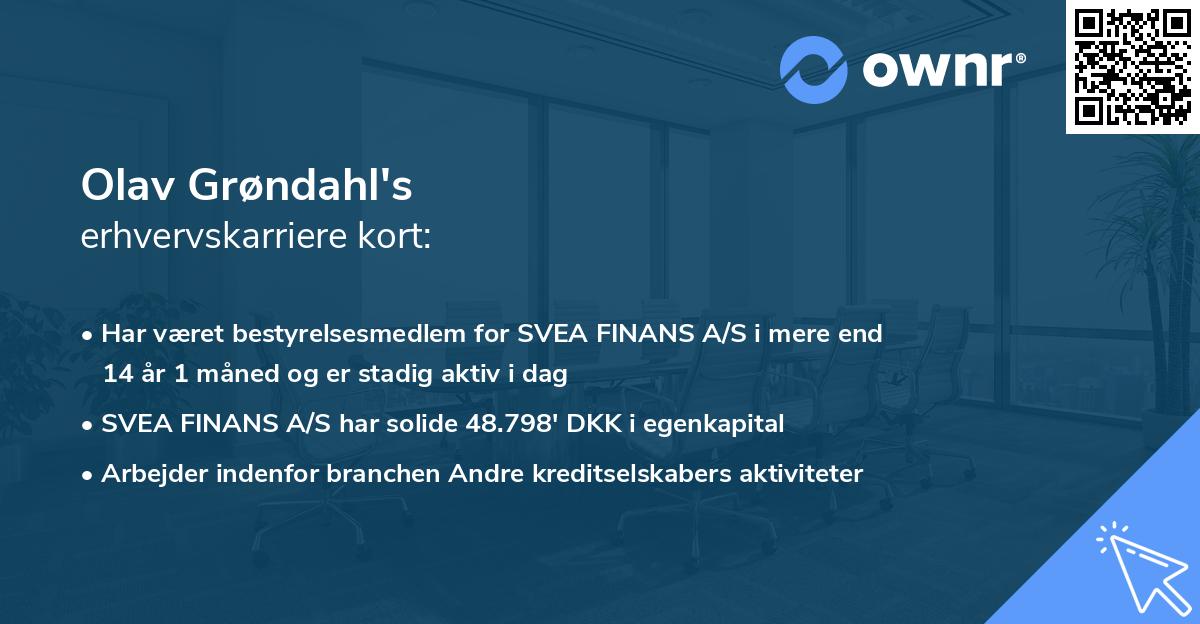 Olav Grøndahl's erhvervskarriere kort