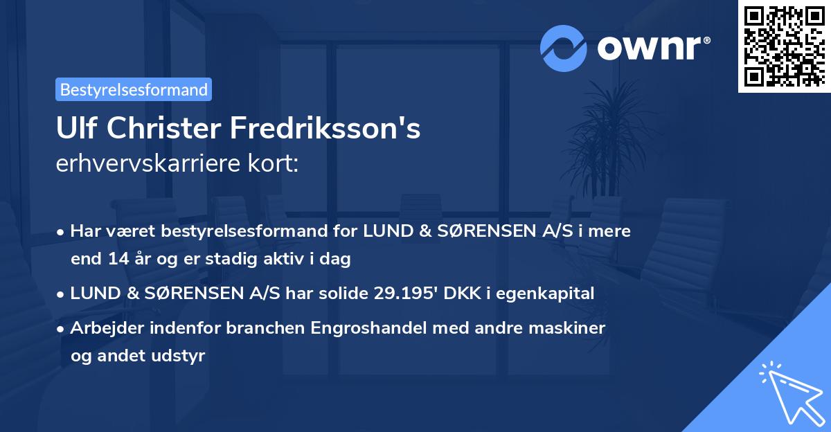 Ulf Christer Fredriksson's erhvervskarriere kort