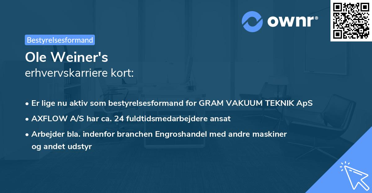 Ole Weiner's erhvervskarriere kort