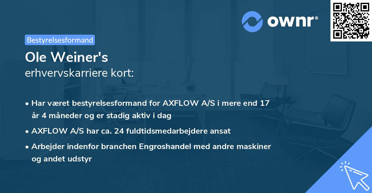 Ole Weiner's erhvervskarriere kort