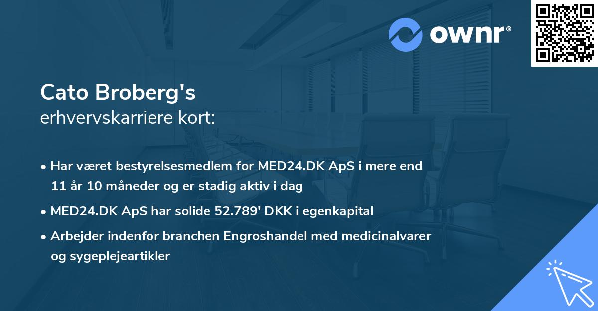 Cato Broberg's erhvervskarriere kort