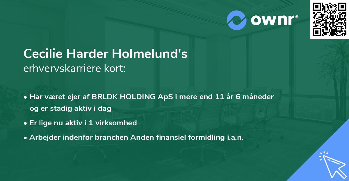 Cecilie Harder Holmelund's erhvervskarriere kort
