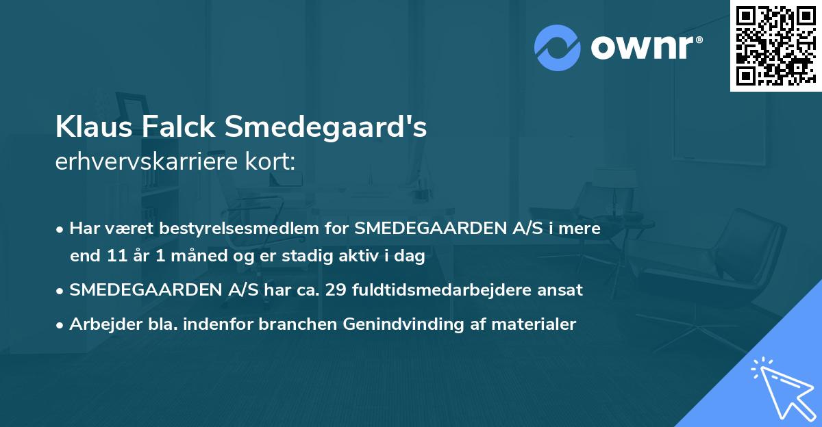 Klaus Falck Smedegaard's erhvervskarriere kort