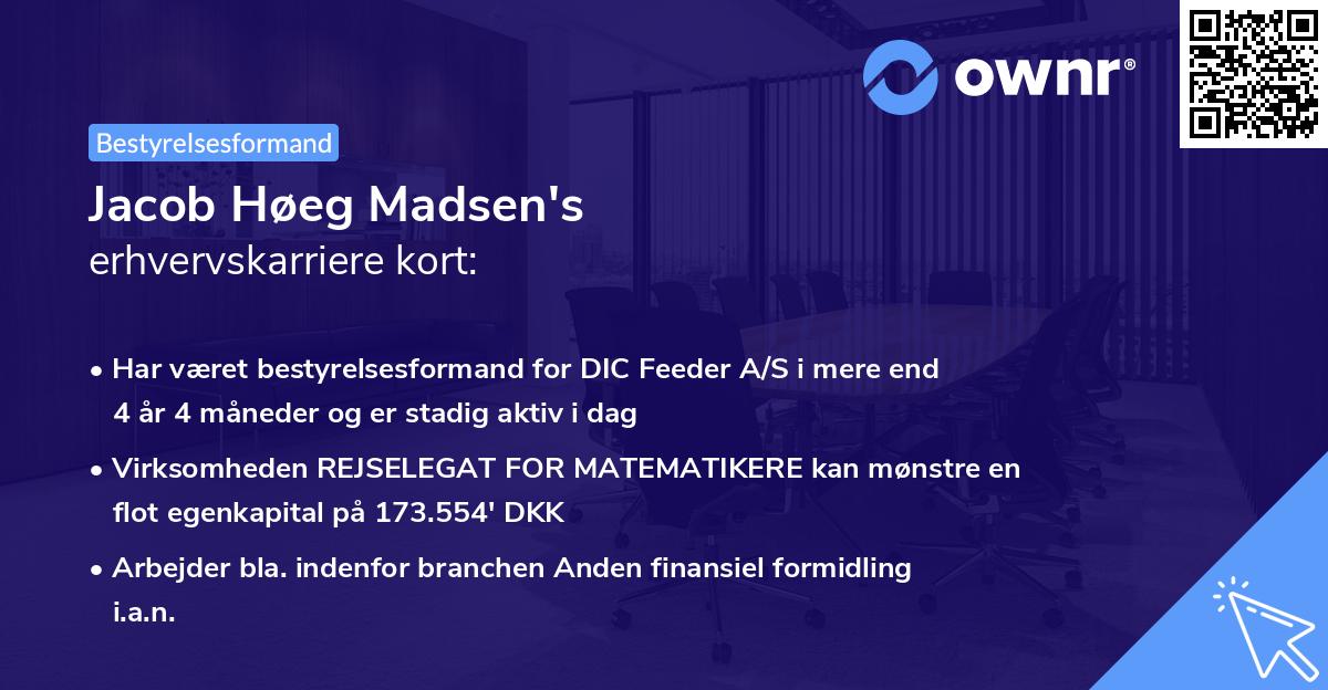 Jacob Høeg Madsen's erhvervskarriere kort