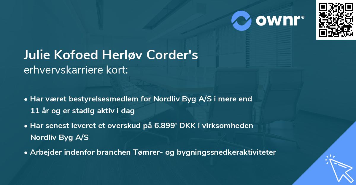 Julie Kofoed Herløv Corder's erhvervskarriere kort