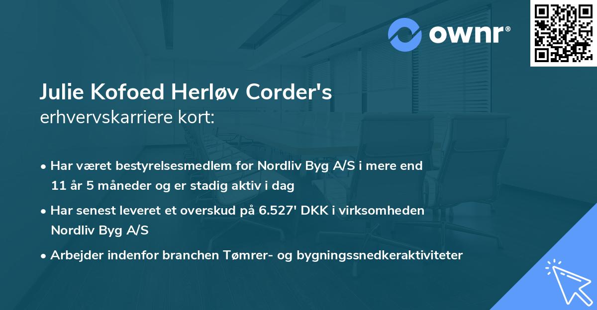 Julie Kofoed Herløv Corder's erhvervskarriere kort