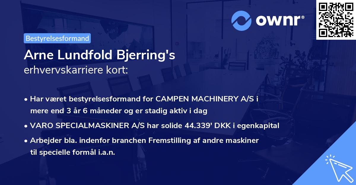 Arne Lundfold Bjerring's erhvervskarriere kort