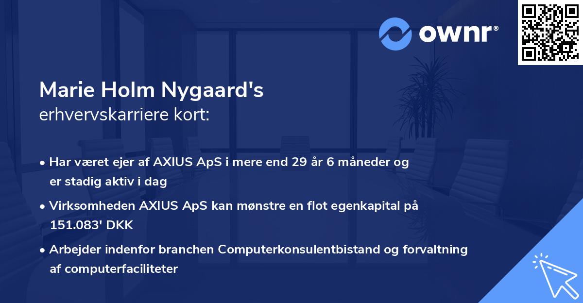 Marie Holm Nygaard's erhvervskarriere kort