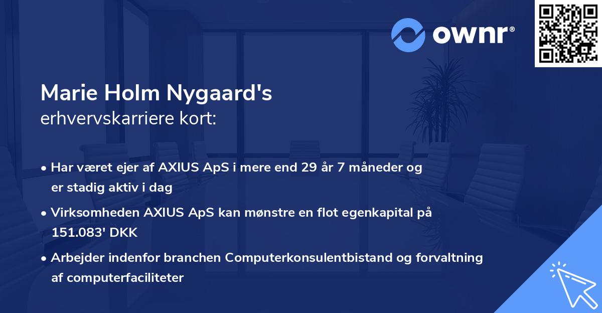 Marie Holm Nygaard's erhvervskarriere kort