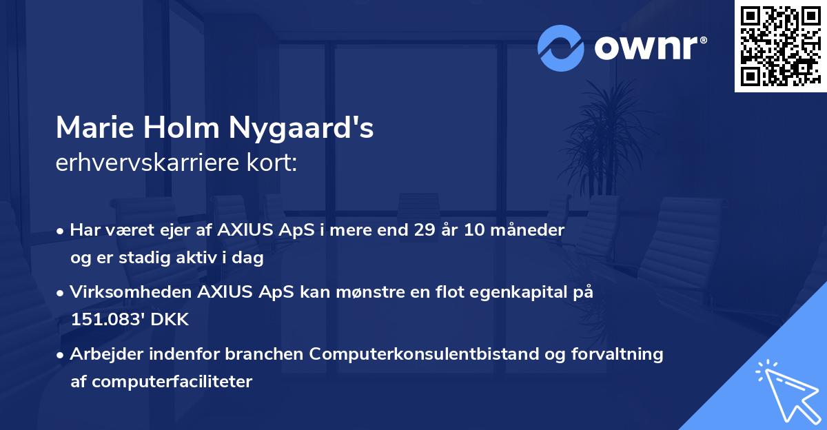 Marie Holm Nygaard's erhvervskarriere kort