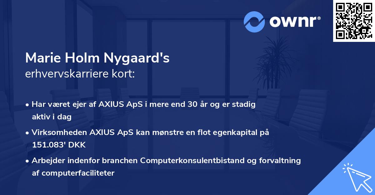 Marie Holm Nygaard's erhvervskarriere kort
