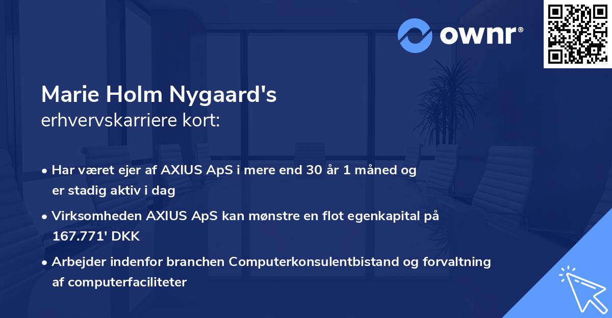 Marie Holm Nygaard's erhvervskarriere kort