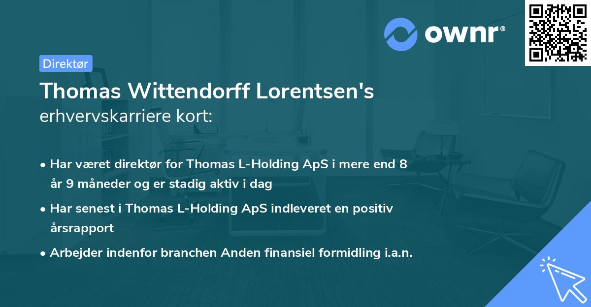 Thomas Wittendorff Lorentsen's erhvervskarriere kort