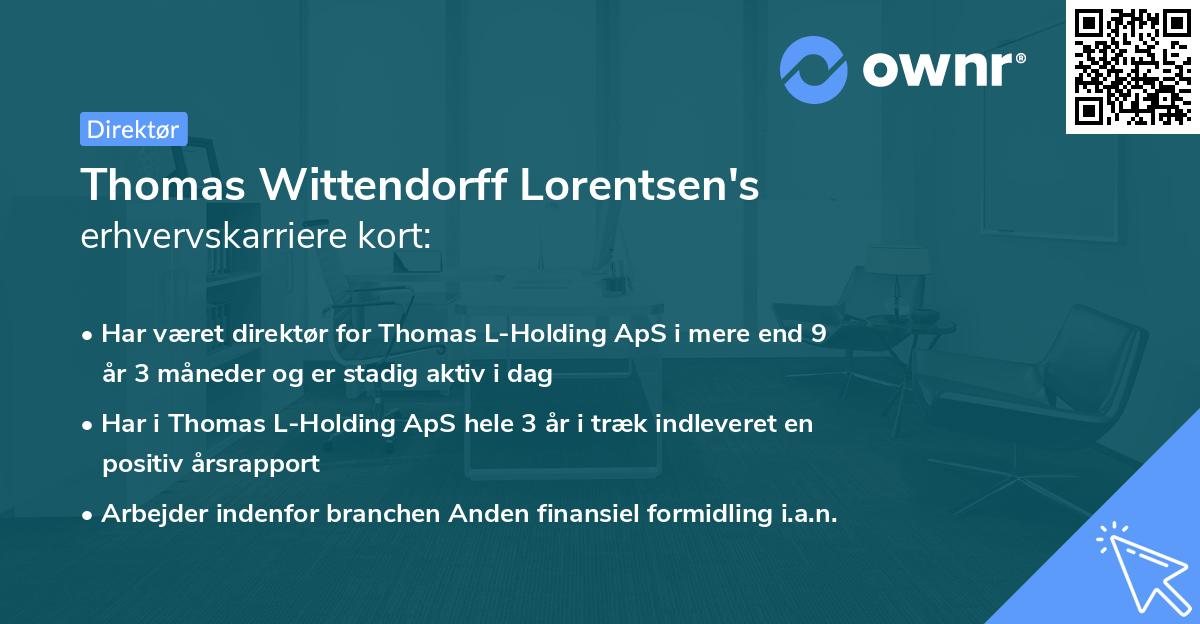 Thomas Wittendorff Lorentsen's erhvervskarriere kort