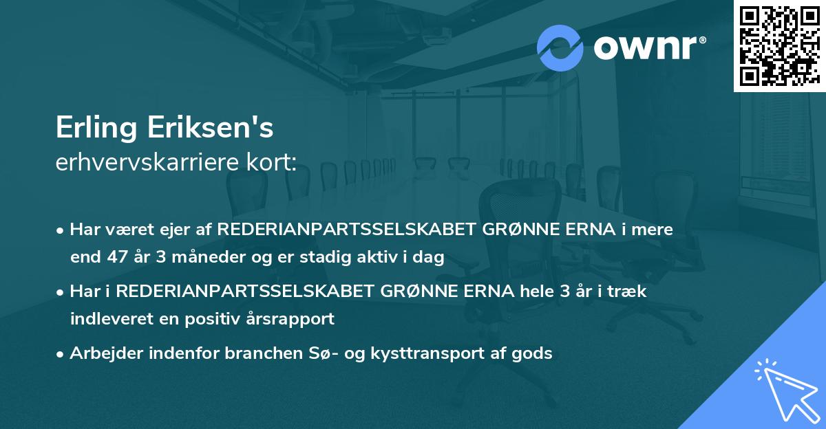 Erling Eriksen's erhvervskarriere kort