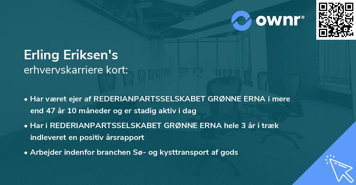 Erling Eriksen's erhvervskarriere kort