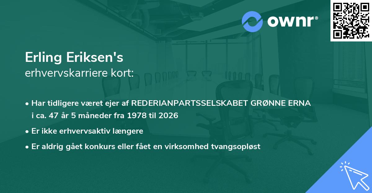Erling Eriksen's erhvervskarriere kort