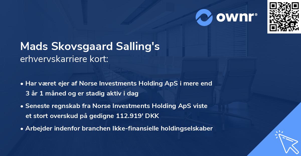 Mads Skovsgaard Salling's erhvervskarriere kort