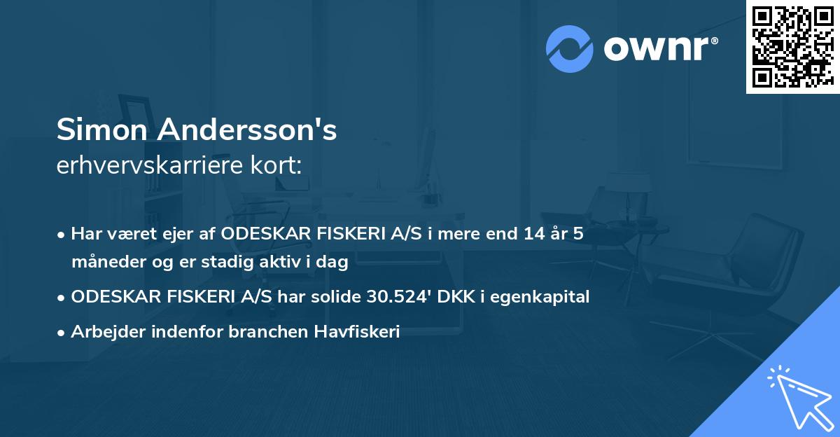 Simon Andersson's erhvervskarriere kort