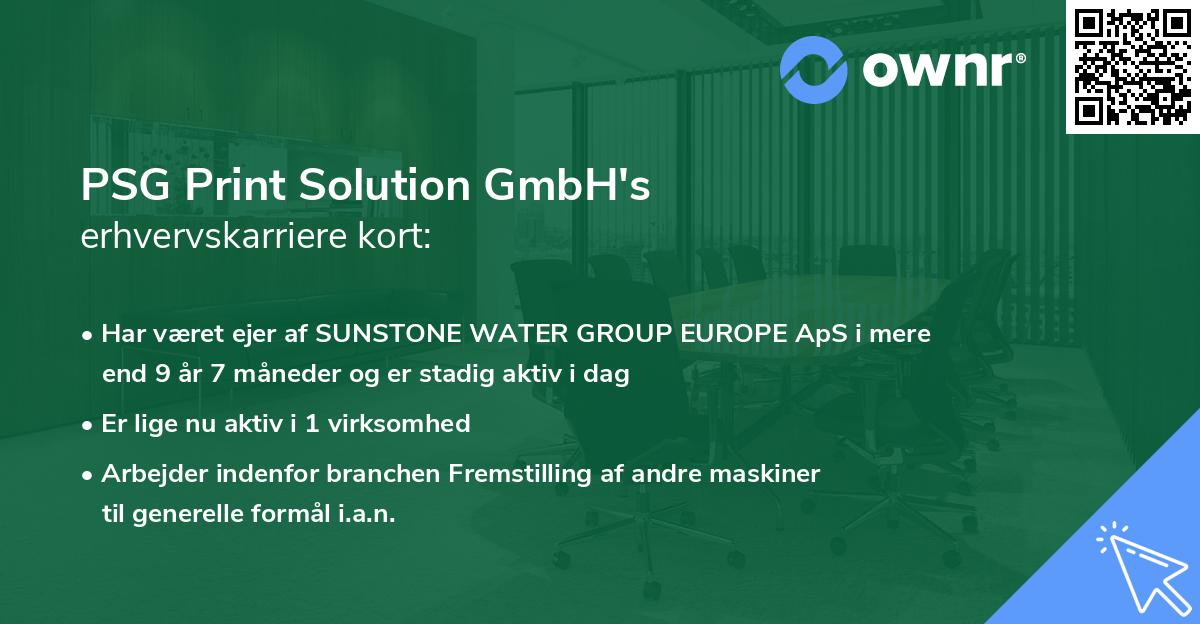 PSG Print Solution GmbH's erhvervskarriere kort